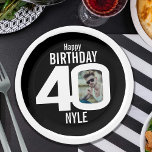 Assiettes En Carton 40e anniversaire photo noir et blanc<br><div class="desc">Plaques de 40e anniversaire en noir et blanc pour fêter un quarantième anniversaire. Customisez avec votre propre photo. Parfait pour une fête spéciale de 40e anniversaire. D'autres articles correspondants sont disponibles. Conception par Sarah Trett pour www.mylittleeden.com</div>