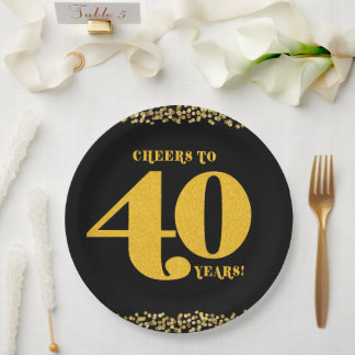 Assiettes En Carton 40e anniversaire Soeurs à 40 ans Quinta Or Noir
