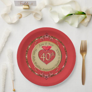 Assiettes En Carton 40ème ou 15ème anniversaire de Ruby Mariage