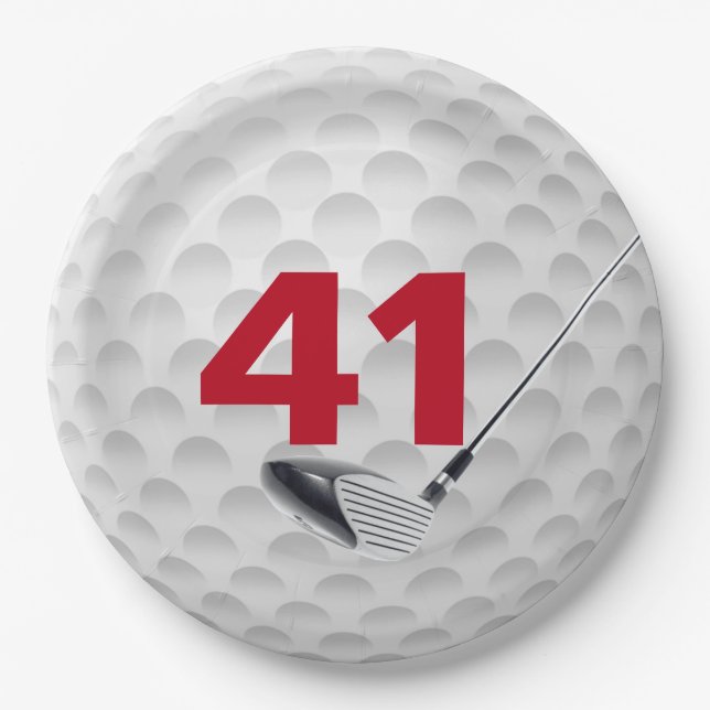 Assiettes En Carton 41e anniversaire Golf Ball Design (Devant)