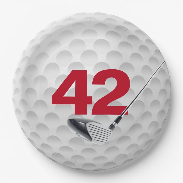 Assiettes En Carton 42e anniversaire Golf Ball Design (Devant)