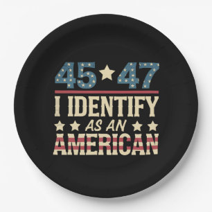 Assiettes En Carton 45 47 Je m'identifie comme un drapeau américain Tr