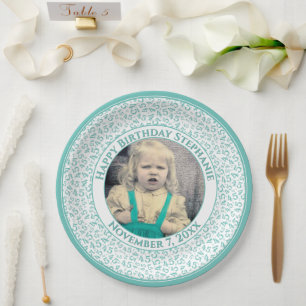 Assiettes En Carton 45 Votre motif de nombre aléatoire Photo Sarcelle/
