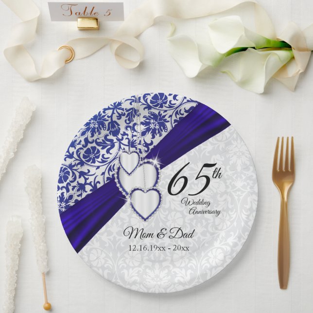 Assiettes En Carton 45e /65e anniversaire du Mariage bleu Sapphire (Mariage)