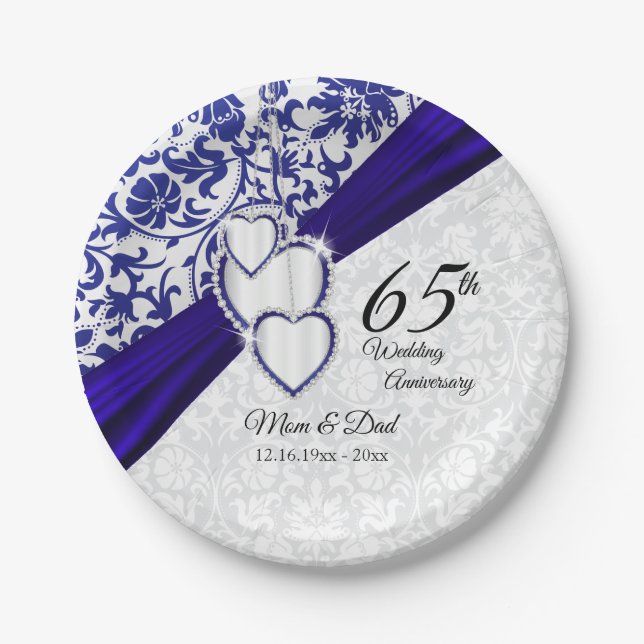 Assiettes En Carton 45e / 65e anniversaire du Mariage Sapphire (Devant)