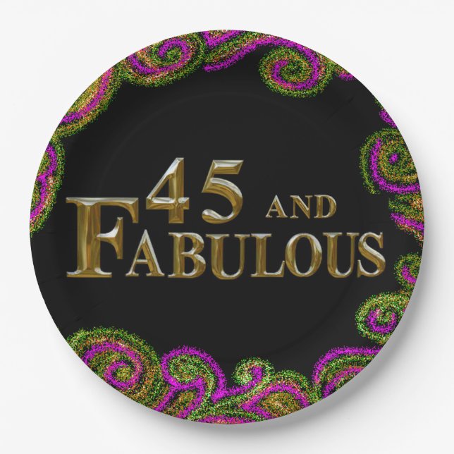 Assiettes En Carton 45e anniversaire  (Devant)