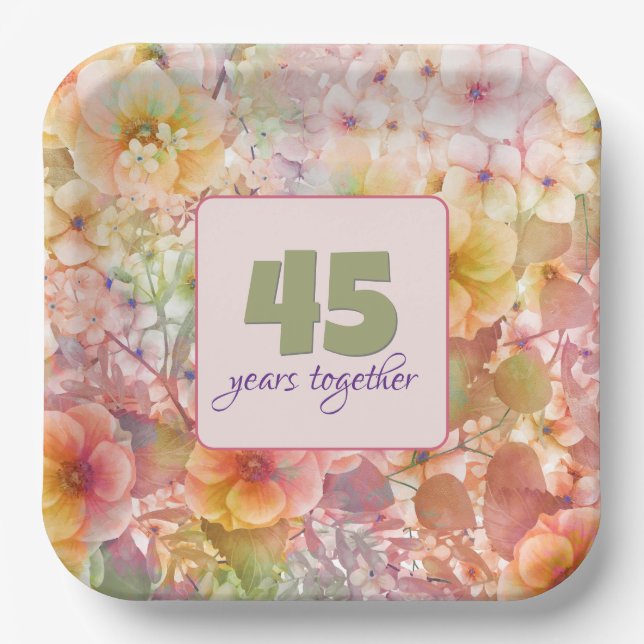 Assiettes En Carton 45e anniversaire Cosmos Floral Design (Recto)