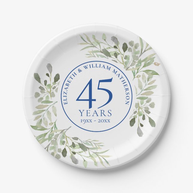 Assiettes En Carton 45e anniversaire du 65e Mariage Verdure (Devant)