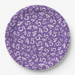 Assiettes En Carton 45e anniversaire Random Number Motif violet/blanc