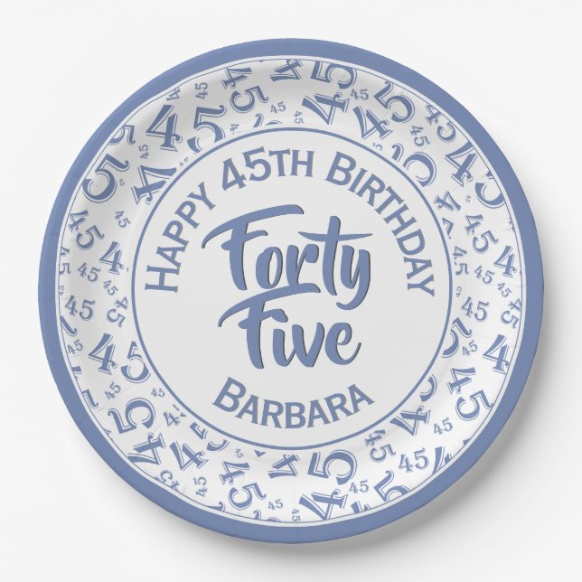 Assiettes En Carton 45e Motif aléatoire bleu/blanc (Devant)