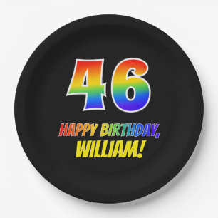 Assiettes En Carton 46e anniversaire : Bold, amusant, simple, arc-en-c