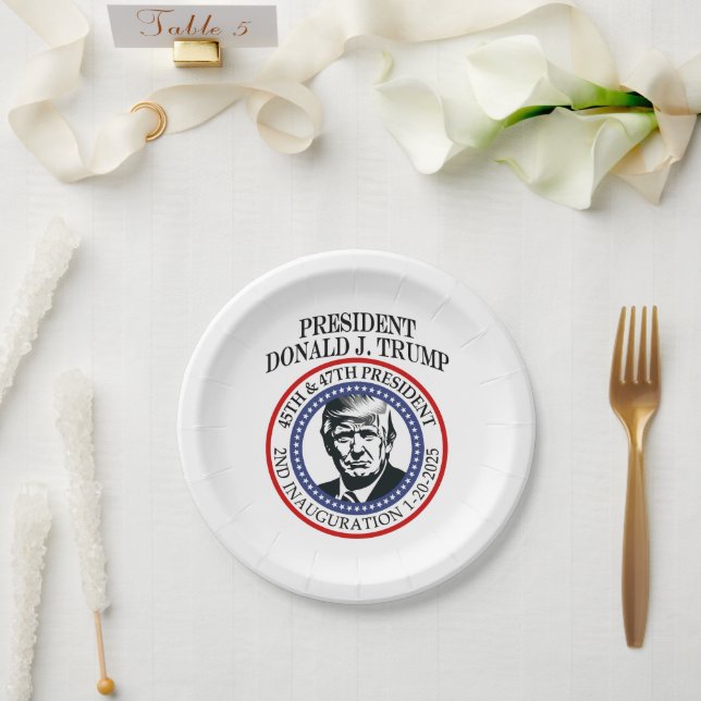 Assiettes En Carton 47e président Donald Trump - Inauguration Keepsaké (Mariage)