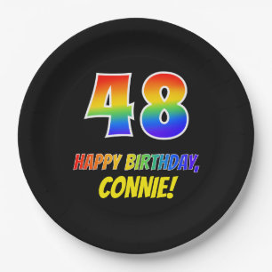 Assiettes En Carton 48e anniversaire : Bold, amusant, simple, arc-en-c