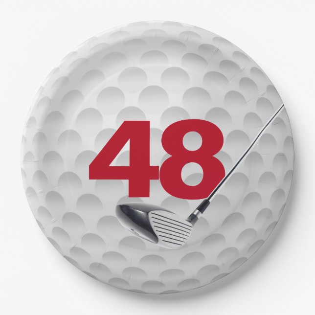 Assiettes En Carton 48e anniversaire Golf Ball Design Plaque en papier (Devant)