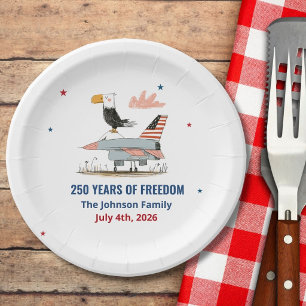 Assiettes En Carton 4 juillet Amérique 250e aigle jet avion de chasse
