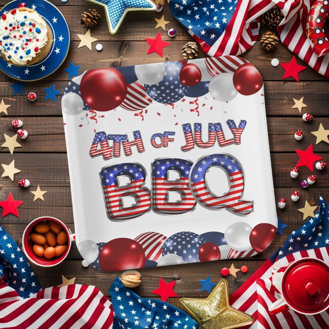Assiettes En Carton 4 juillet BBQ Patriotique (Patriotic 4th of July BBQ Paper Plates)