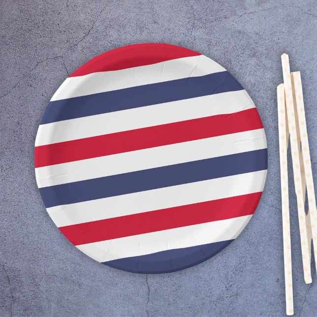 Assiettes En Carton 4 juillet bleu rouge (Red White Blue 4th Of July Paper Plates
)