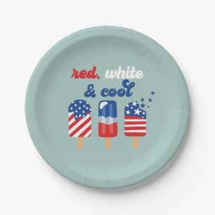 Assiettes En Carton 4 juillet Bleu Rouge Blanc Anniversaire