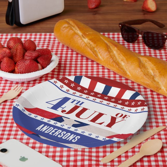 Assiettes En Carton 4 juillet Drapeau de l'Amérique (Pique-nique)