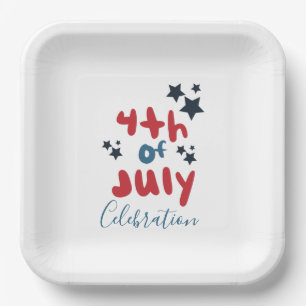 Assiettes En Carton 4 juillet Étoiles BBQ Fête Lettre manuscrite