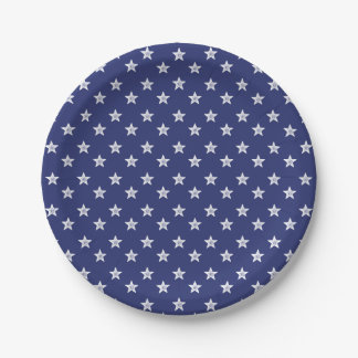 Assiettes En Carton 4 juillet Étoiles Bleu Blanc Plaques en papier