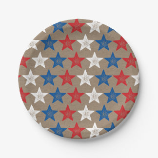 Assiettes En Carton 4 juillet Grunge Stars Kraft Plaques papier