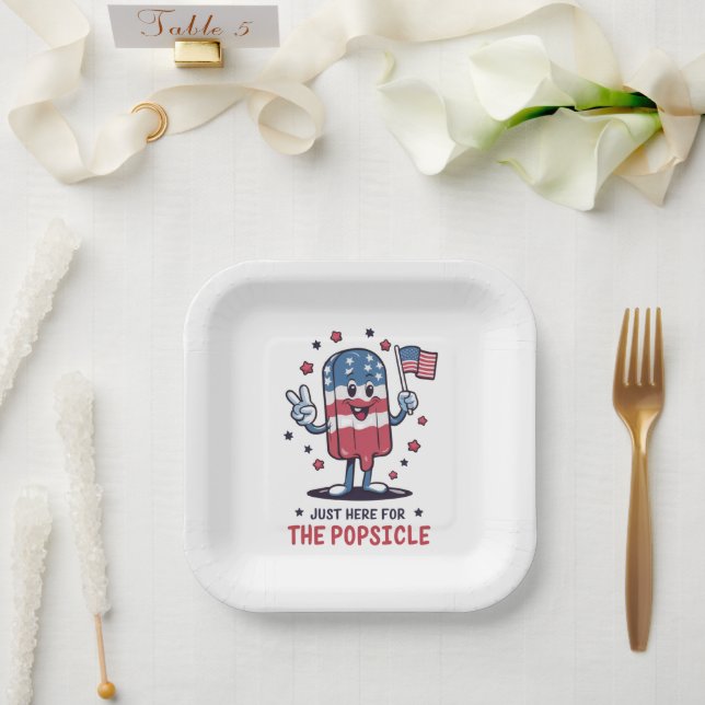 Assiettes En Carton 4 juillet Juste Ici Pour Le Popsicle Patriotic (Mariage)
