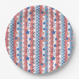 Assiettes En Carton 4 juillet moderne Étoiles & Flag Party Patriotique