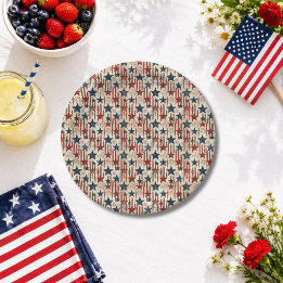 Assiettes En Carton 4 juillet patriotique, étoiles bandes, Americana
