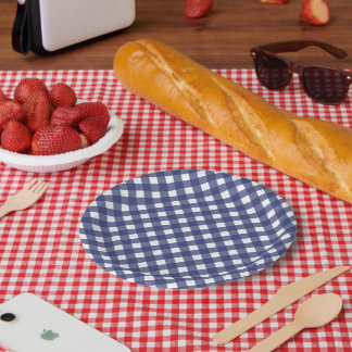 Assiettes En Carton 4 juillet Plaques en papier Bleu Blanc Chèques