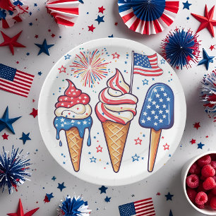 Assiettes En Carton 4 juillet Plaques en papier crème glacée