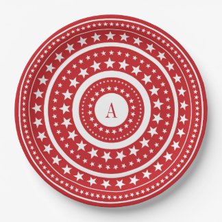 Assiettes En Carton 4 juillet Plaques en papier Monogramme Red Stars