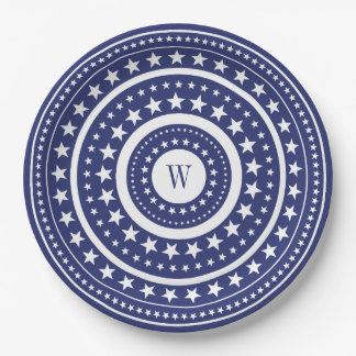 Assiettes En Carton 4 juillet Plaques Papier Monogram Party