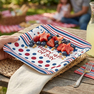 Assiettes En Carton 4 juillet Rouge Blanc & Bleu Patriotique