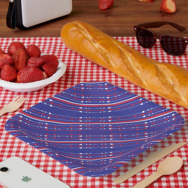 Assiettes En Carton 4 juillet Rouge blanc et bleu (Pique-nique)