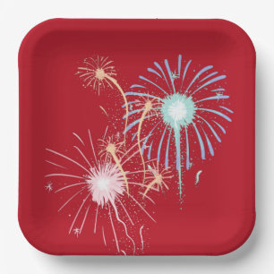 Assiettes En Carton 4 juillet, rouge, blanc, plaque de papier carré bl