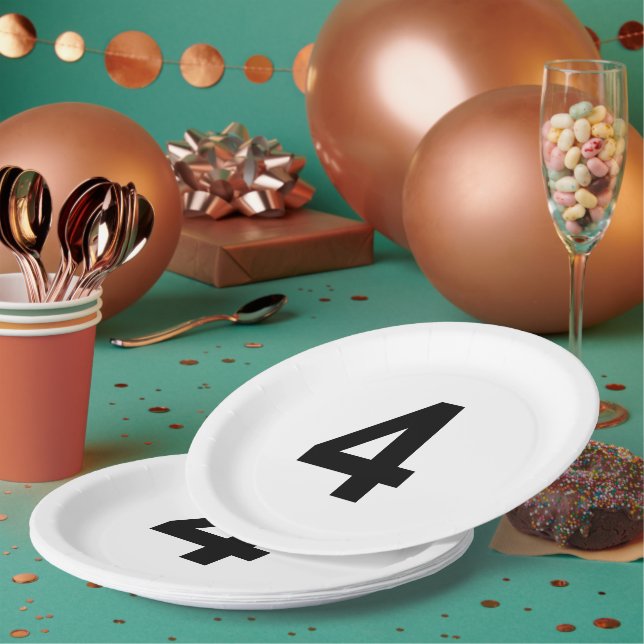 Assiettes En Carton 4 - number four plate (Multi)