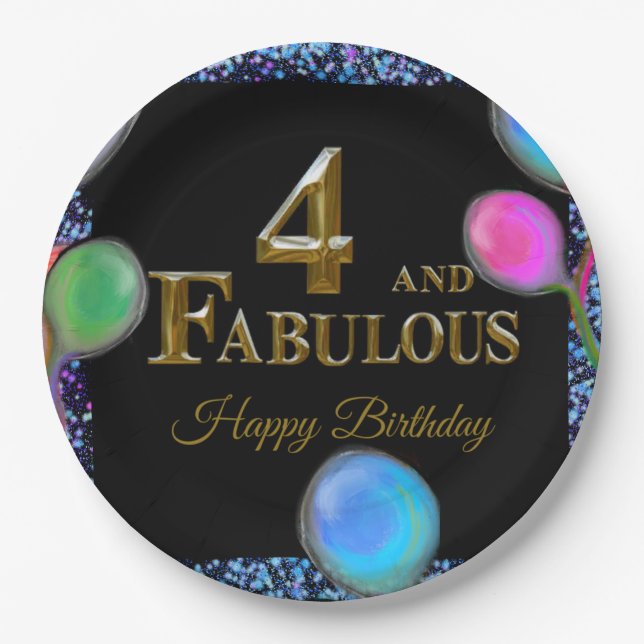 Assiettes En Carton 4e anniversaire  (Devant)