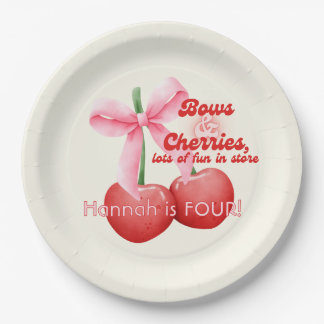 Assiettes En Carton 4e Anniversaire Coquette Cerises Bows Bulles Lettr