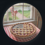 Assiettes En Carton 4th of July American Flag Cherry Pie<br><div class="desc">Cherry pie with an American flag lattice crust on a red and white checkered tablecloth by a farmhouse window</div>