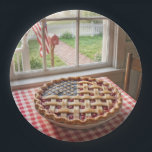 Assiettes En Carton 4th of July American Flag Cherry Pie<br><div class="desc">Cherry pie with an American flag lattice crust on a red and white checkered tablecloth by a farmhouse window</div>