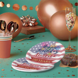 Assiettes En Carton 4th of July Happy Birthday America USA 250th
