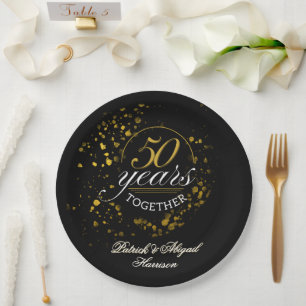 Assiettes En Carton 50 Ans Ensemble Fête d'Anniversaire de Mariage d'O