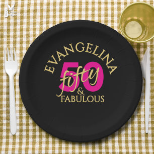 Assiettes En Carton 50 ans et Fabuleux Nom personnalisé Cinquantième A
