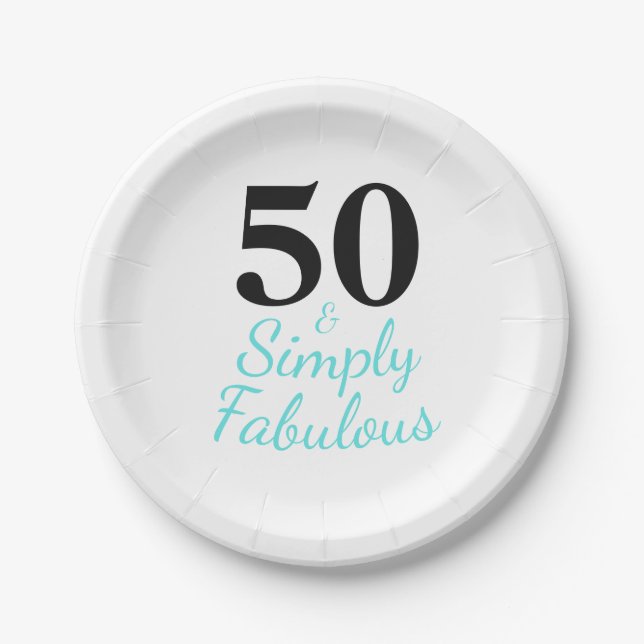 Assiettes En Carton 50 ans et simplement fabuleux Anniversaire (Devant)