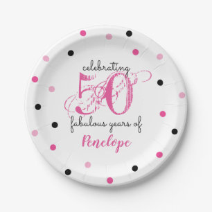 Assiettes En Carton 50 ans fabuleux Ajouter Nom pois Plaque papier