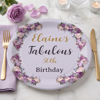 Assiettes En Carton 50 ans fabuleux Anniversaire Violet