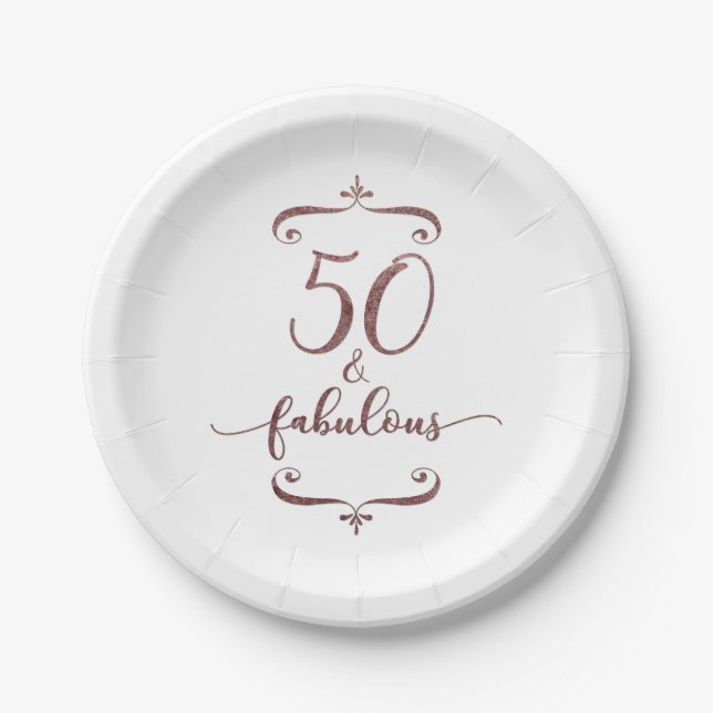 Assiettes En Carton "50 et anniversaire rose de parties scintillantes (Devant)