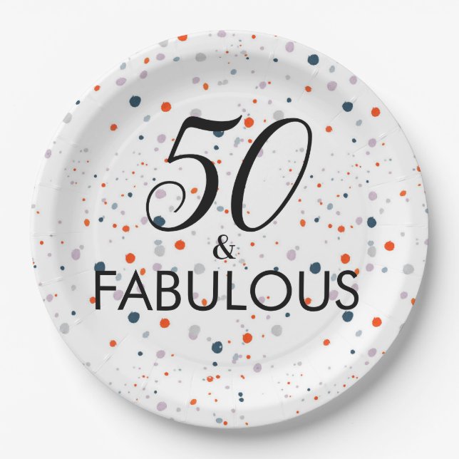 Assiettes En Carton 50 Et Fabuleuse fête d'anniversaire personnalisabl (Devant)