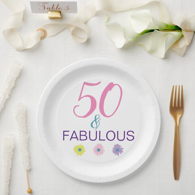 Assiettes En Carton 50 et fabuleux 50e anniversaire Fun (Mariage)